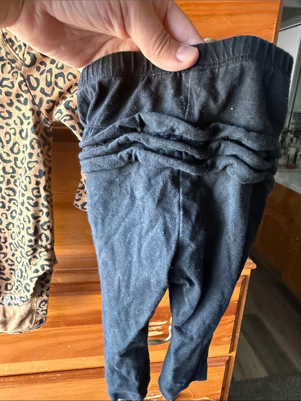 Old Navy Leopard Print Long-Sleeve Bodysuit with Black Leggings